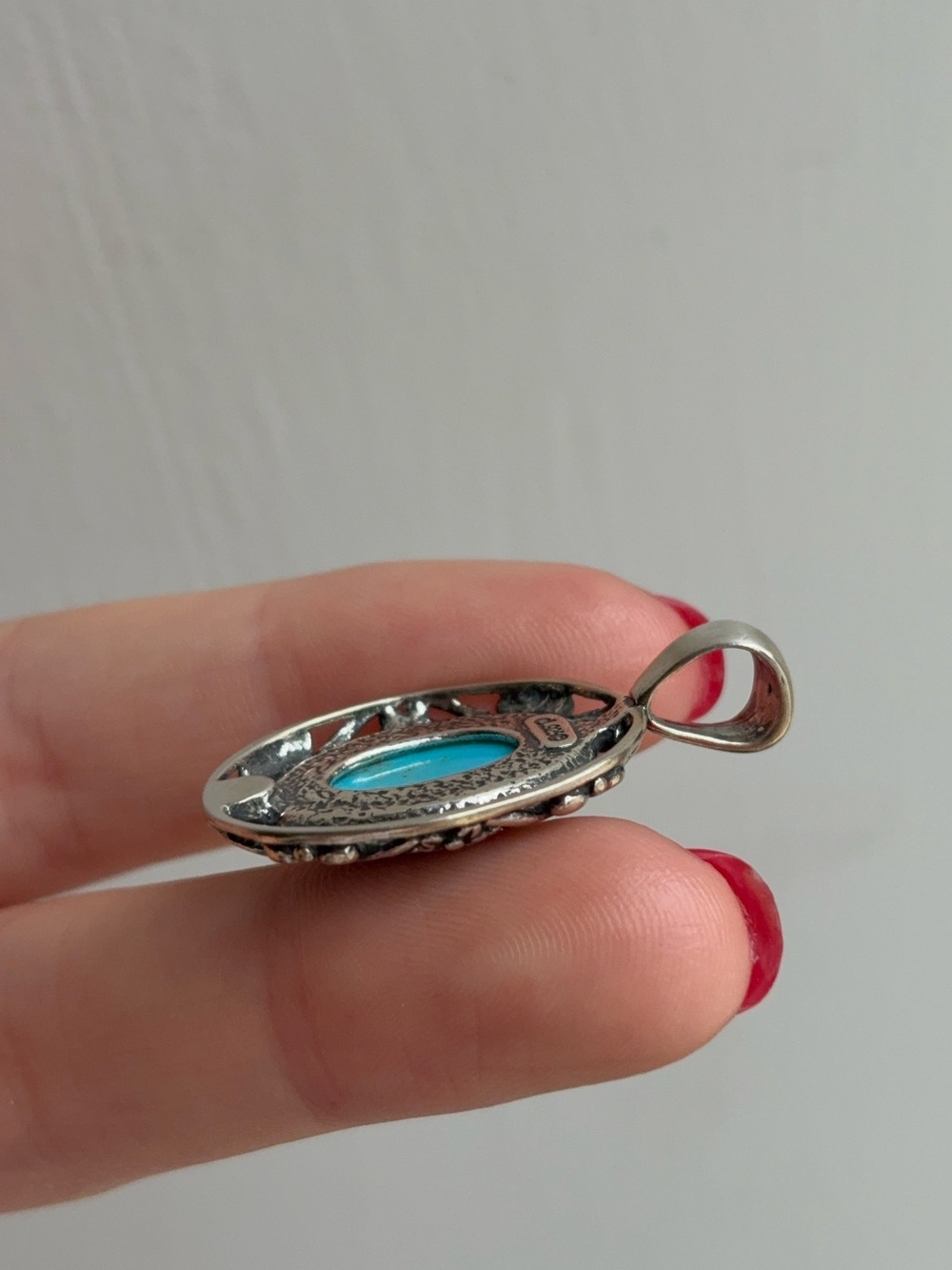 Carolyn Pollack Relios Sterling Silver Chunky Turquoise Southwestern Pendant - Picture 3 of 5